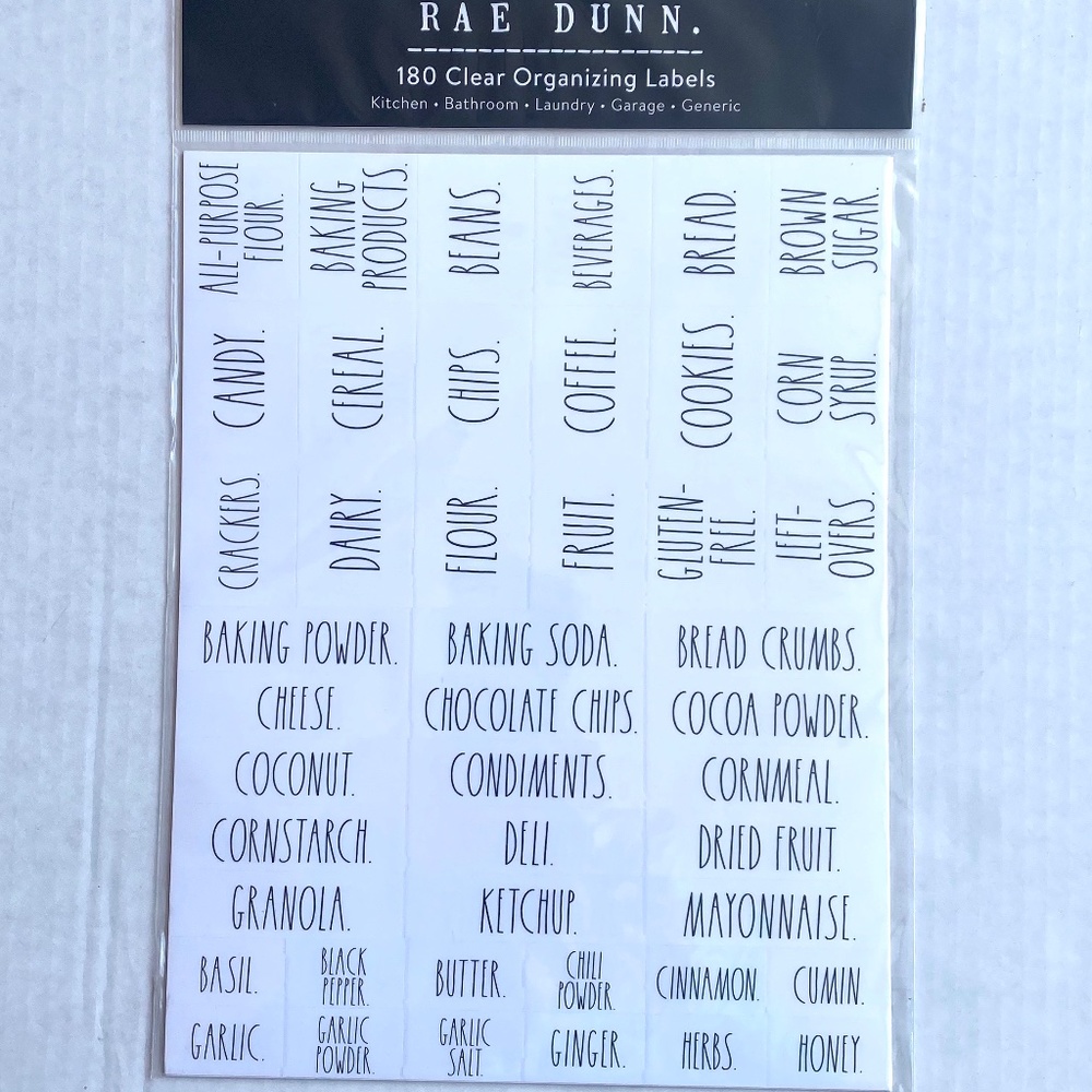 2021 Rae Dunn Clear 180 Organizing Labels